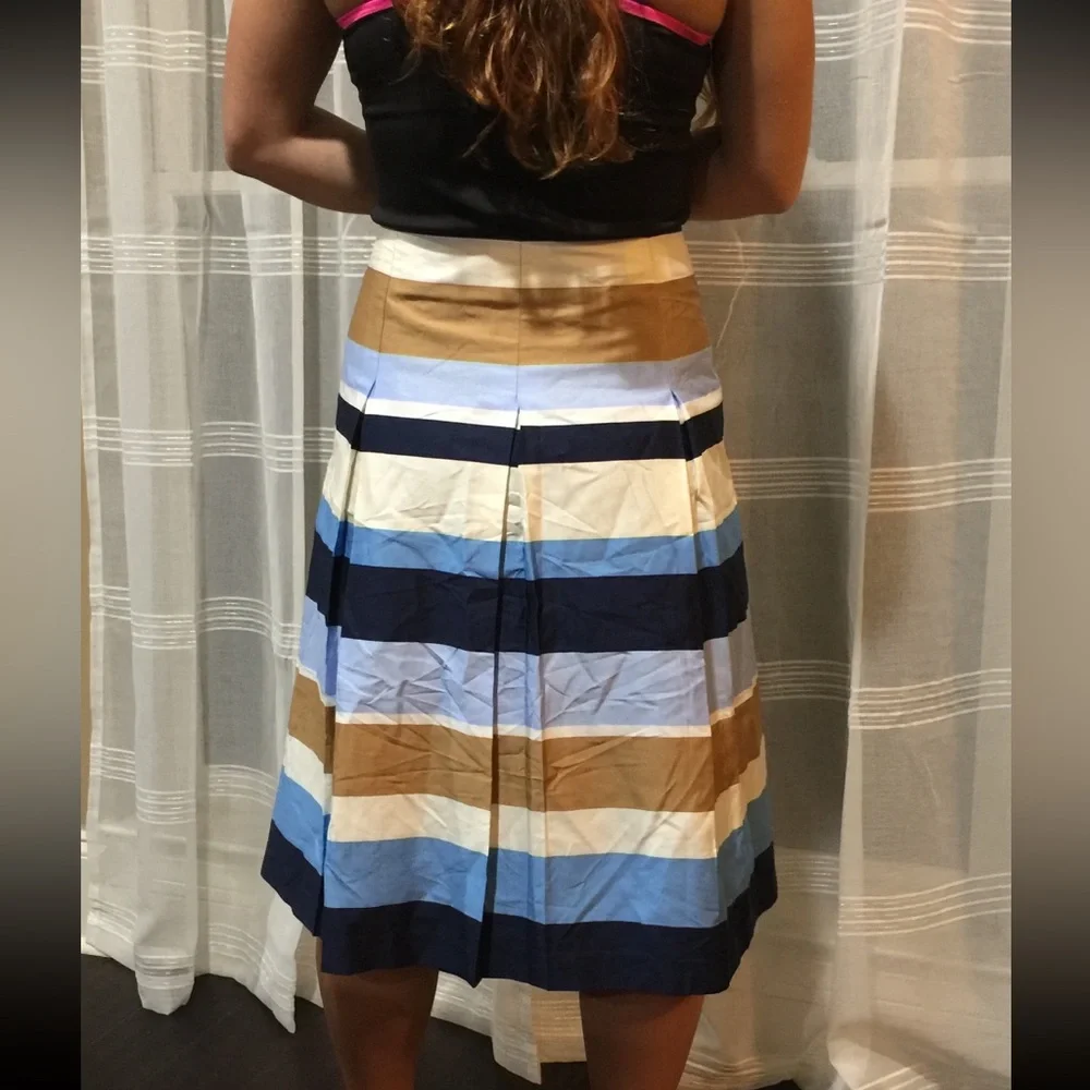 Charter Club Skirt Pleated 12 Blue White Gold - Picture 5 of 5